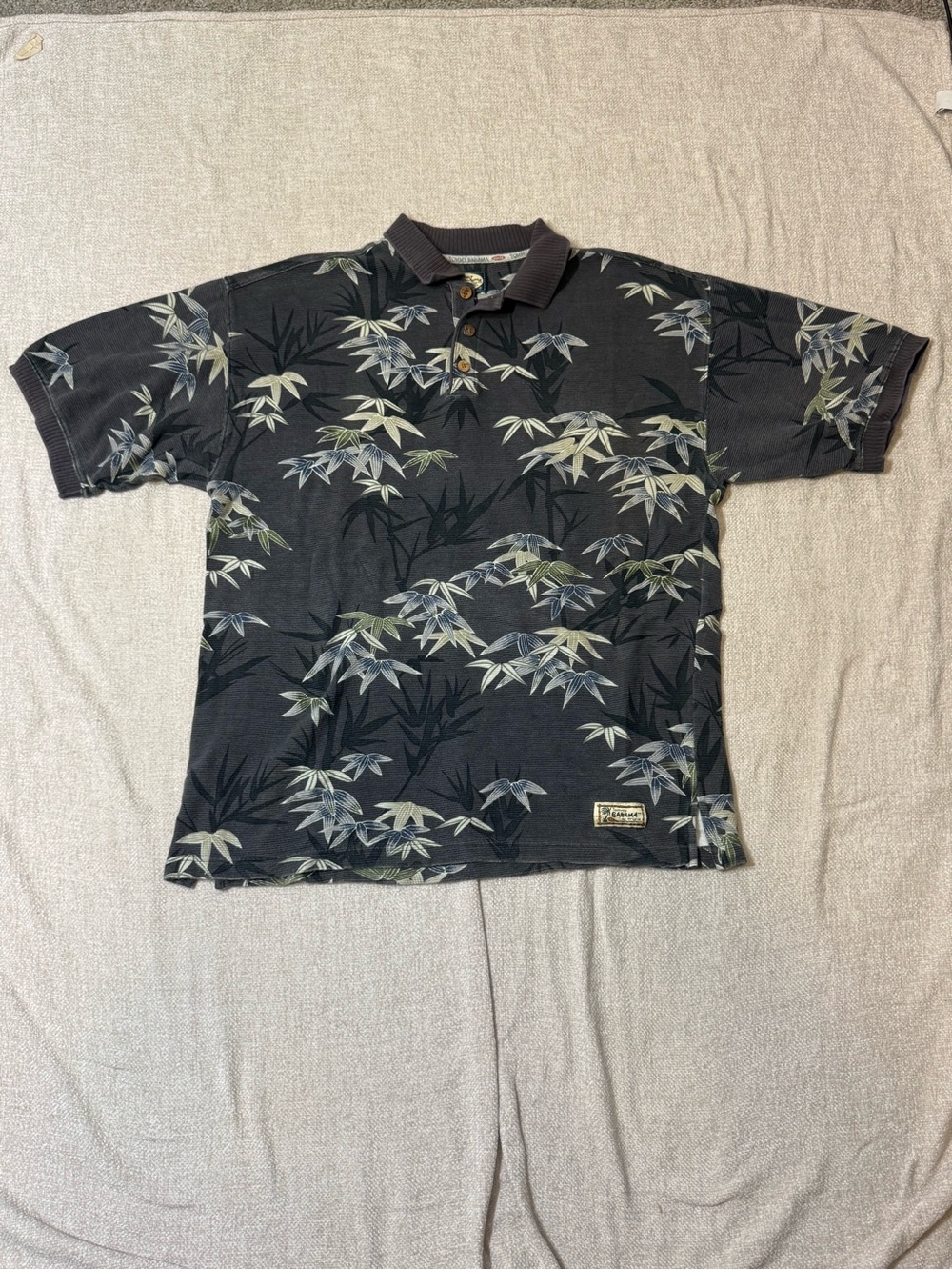 Vintage Tommy Bahama Bamboo Polo Mens L Y2K Coastal Resort Hawaiian Shirt